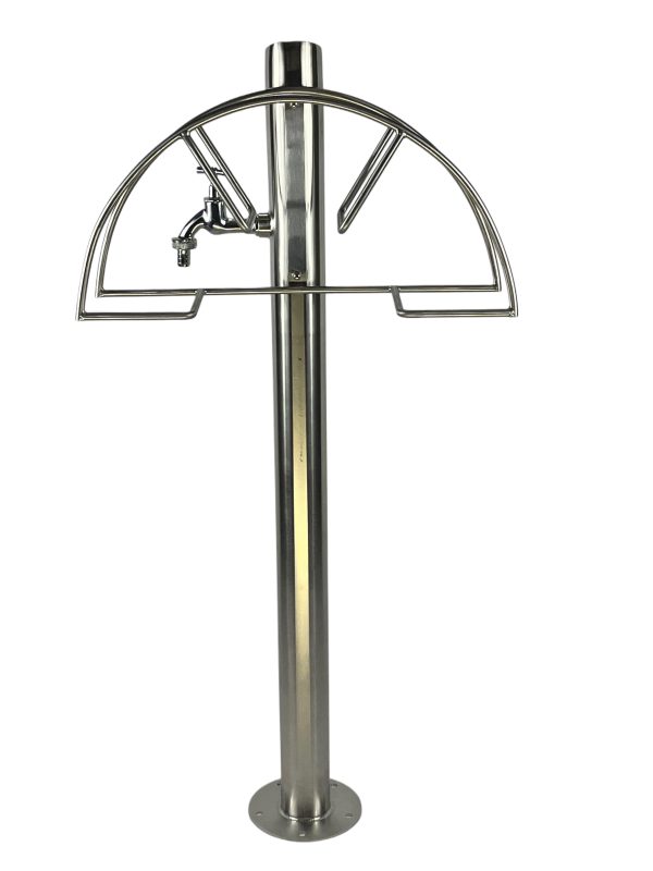 Kran ogrodowy wys. 90cm, fi 60,3mm, wej. 1cal, wyj. 2x 1/2+ wieszak na wąż ogrodowy, 012-01 - obrazek 4