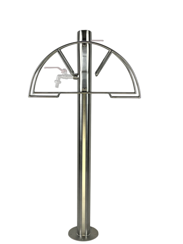 Kran ogrodowy wys. 90cm, śr. 60,3mm, wej. 2x 1/2, wyj. 1cal + wieszak na wąż ogrodowy, 010-01 - obrazek 3