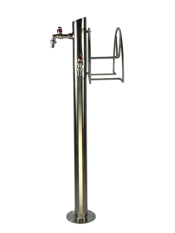 Kran ogrodowy wys. 90cm, śr. 60,3mm, wej. 2x 1/2, wyj. 1cal+ wieszak na wąż ogrodowy, 011-01 - obrazek 4