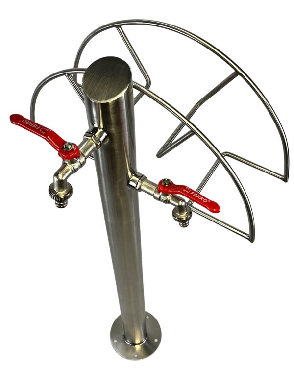 Kran ogrodowy wys. 90cm, śr. 60,3mm, wej. 2x 1/2, wyj. 1cal+ wieszak na wąż ogrodowy, 011-01 - obrazek 5