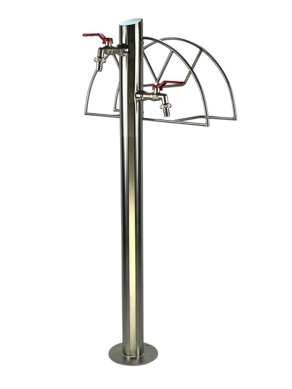 Kran ogrodowy wys. 90cm, śr. 60,3mm, wej. 2x 1/2, wyj. 1cal+ wieszak na wąż ogrodowy, 011-01
