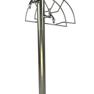 Kran ogrodowy wys. 90cm, fi 60,3mm, wej. 1cal, wyj. 2x 1/2+ wieszak na wąż ogrodowy, 012-01