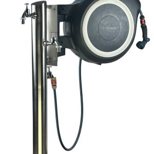 Kran ogrodowy wys. 100cm, śr. 88,9mm, wej. 1cal, wyj. 3x 3/4+ zwijacz automatyczny, 015-01