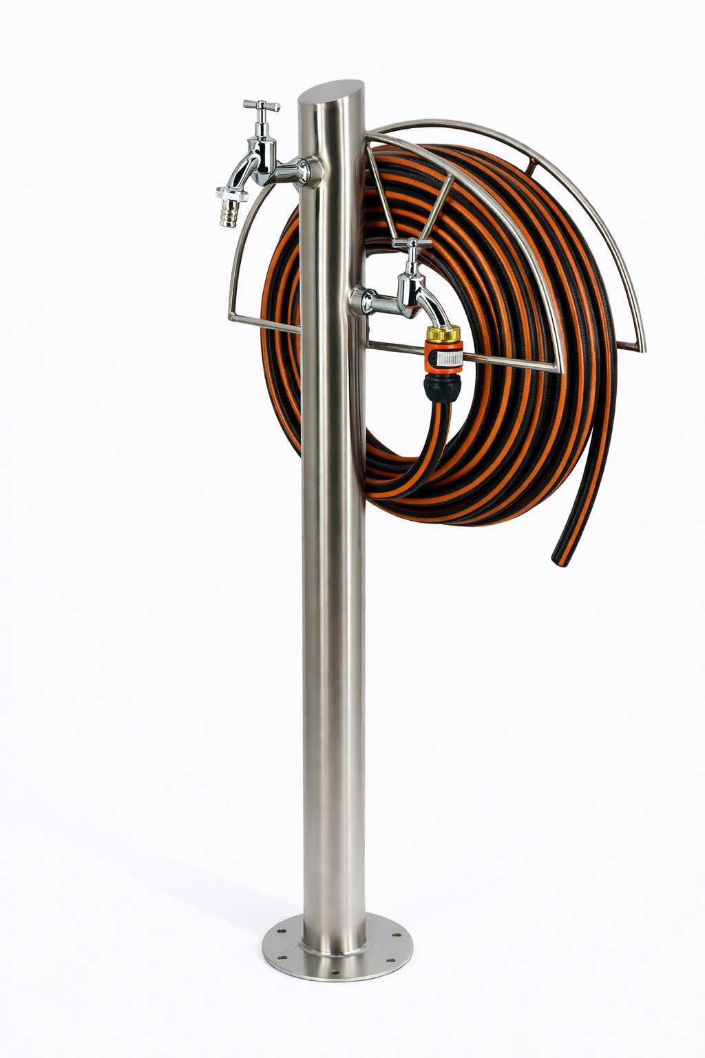 Kran ogrodowy ze stali nierdzewnej z dwoma zaworami grzybkowymi 1/2+ wieszak na wąż ogrodowy, 012-01 - obrazek 6