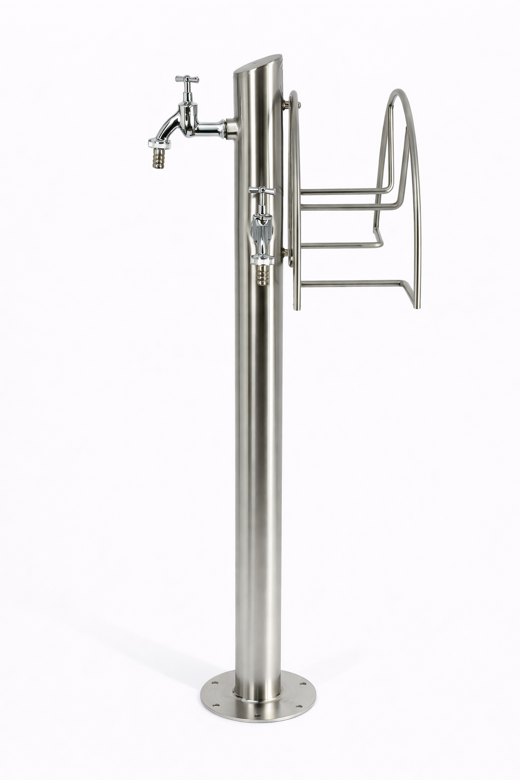 Kran ogrodowy ze stali nierdzewnej z dwoma zaworami grzybkowymi 1/2+ wieszak na wąż ogrodowy, 012-01 - obrazek 5