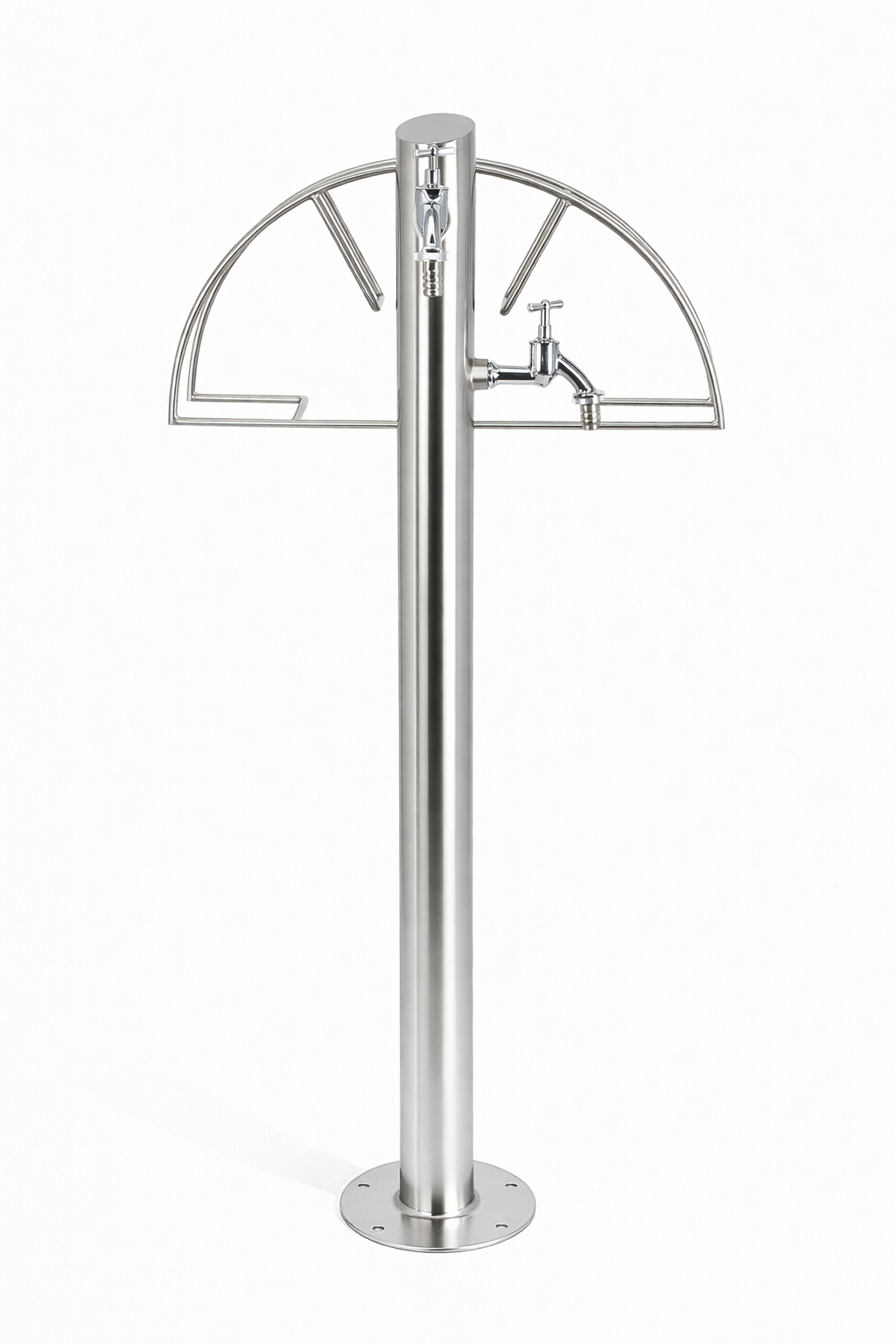 Kran ogrodowy ze stali nierdzewnej z dwoma zaworami grzybkowymi 1/2+ wieszak na wąż ogrodowy, 012-01 - obrazek 3