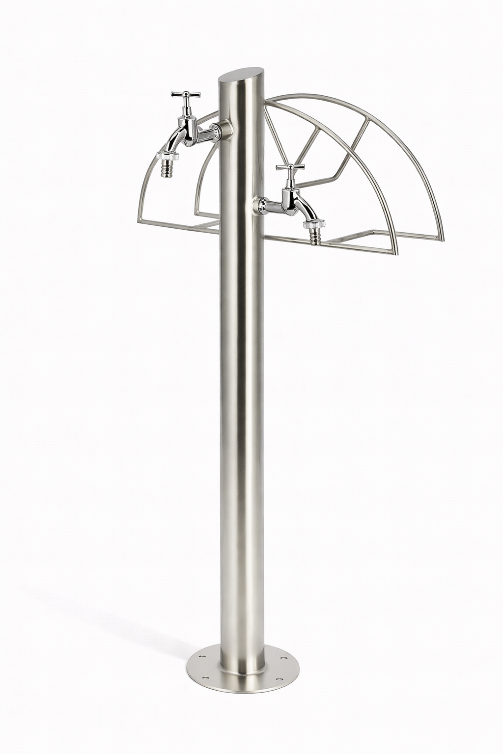 Kran ogrodowy ze stali nierdzewnej z dwoma zaworami grzybkowymi 1/2+ wieszak na wąż ogrodowy, 012-01