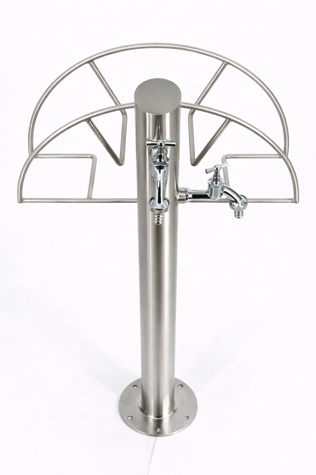 Kran ogrodowy ze stali nierdzewnej z dwoma zaworami grzybkowymi 1/2+ wieszak na wąż ogrodowy, 012-01 - obrazek 4